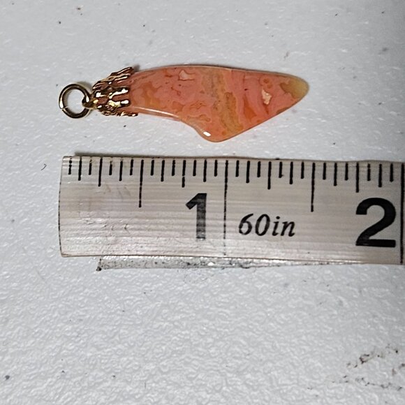 Polished Natural Agate Pendant Gold Tone Claw Cap Jewelry Crafting DIY Women - Picture 4 of 4